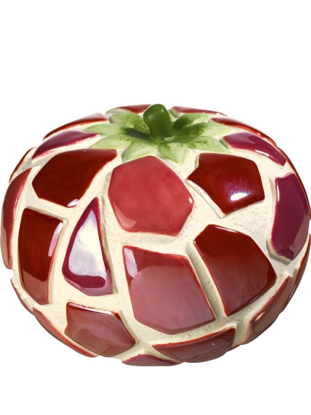 Grasslands Road Red Mosaic Ceramic Tomato Accent with Green Stem